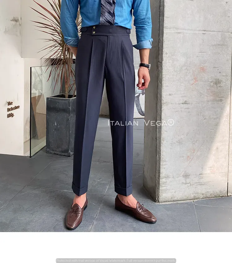 Old Money Powder Blue Shirt with Elephant Grey Signature Buttoned Gurkha Pant by ITALIAN VEGA®