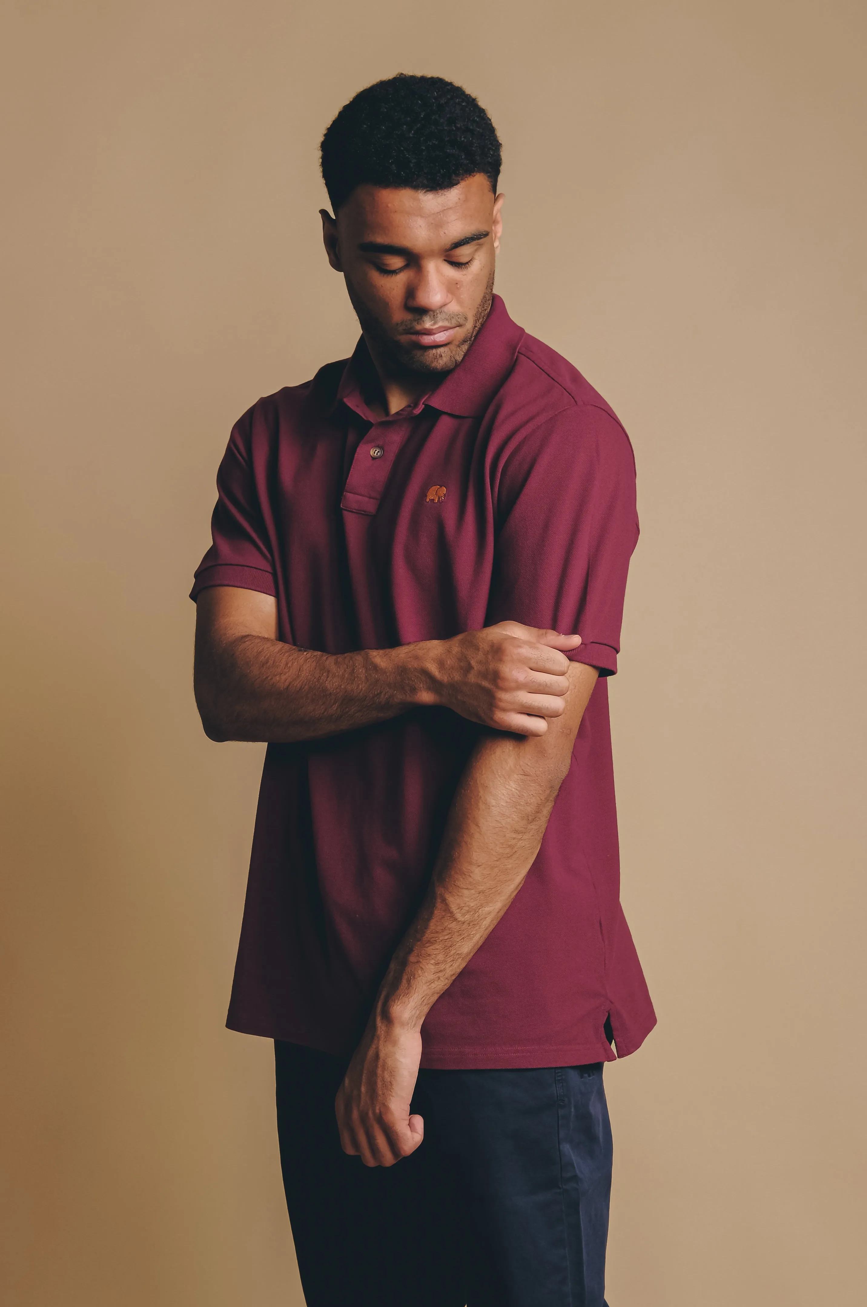 Organic Essential Polo Shirt Burgundy