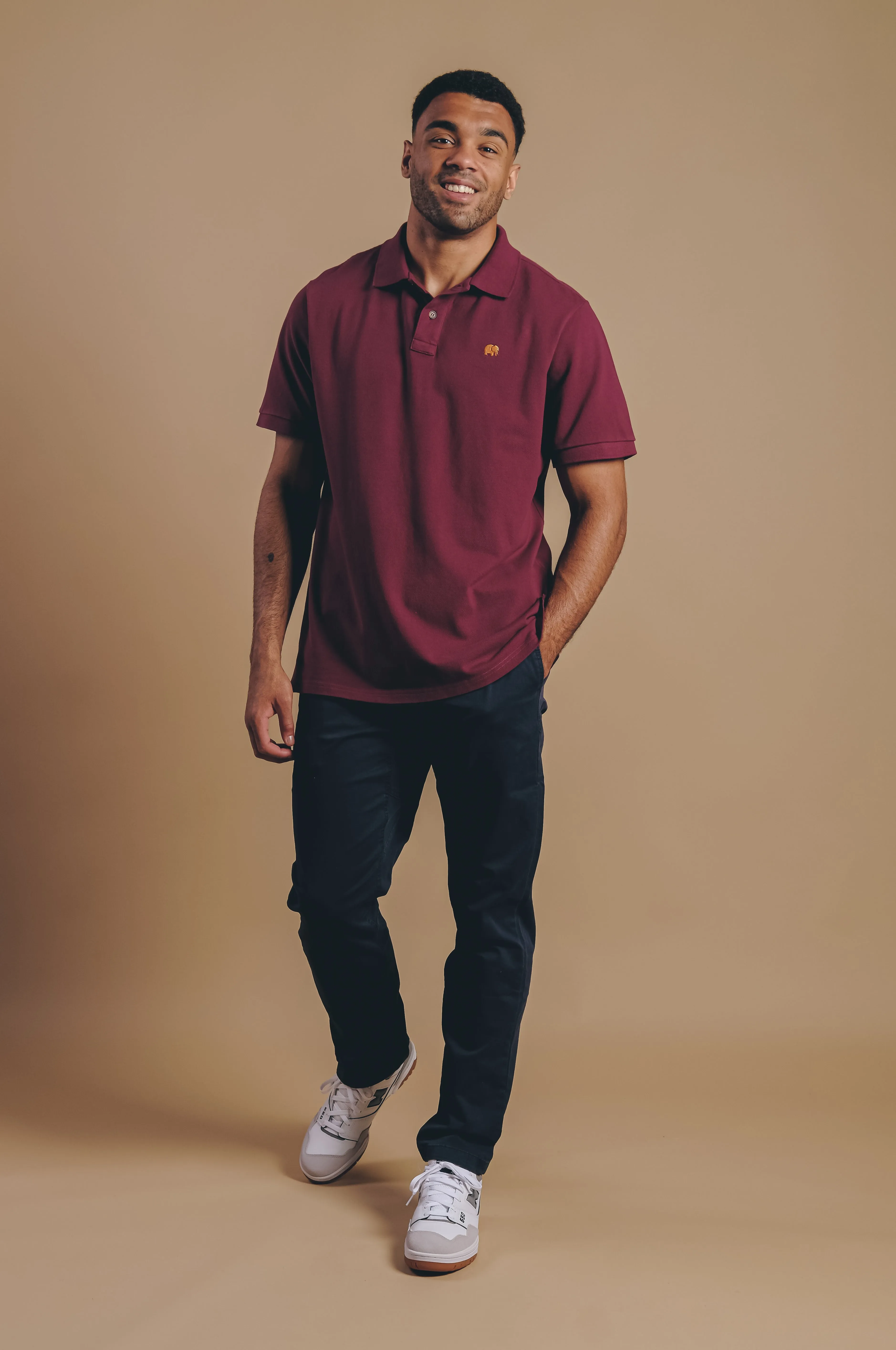 Organic Essential Polo Shirt Burgundy