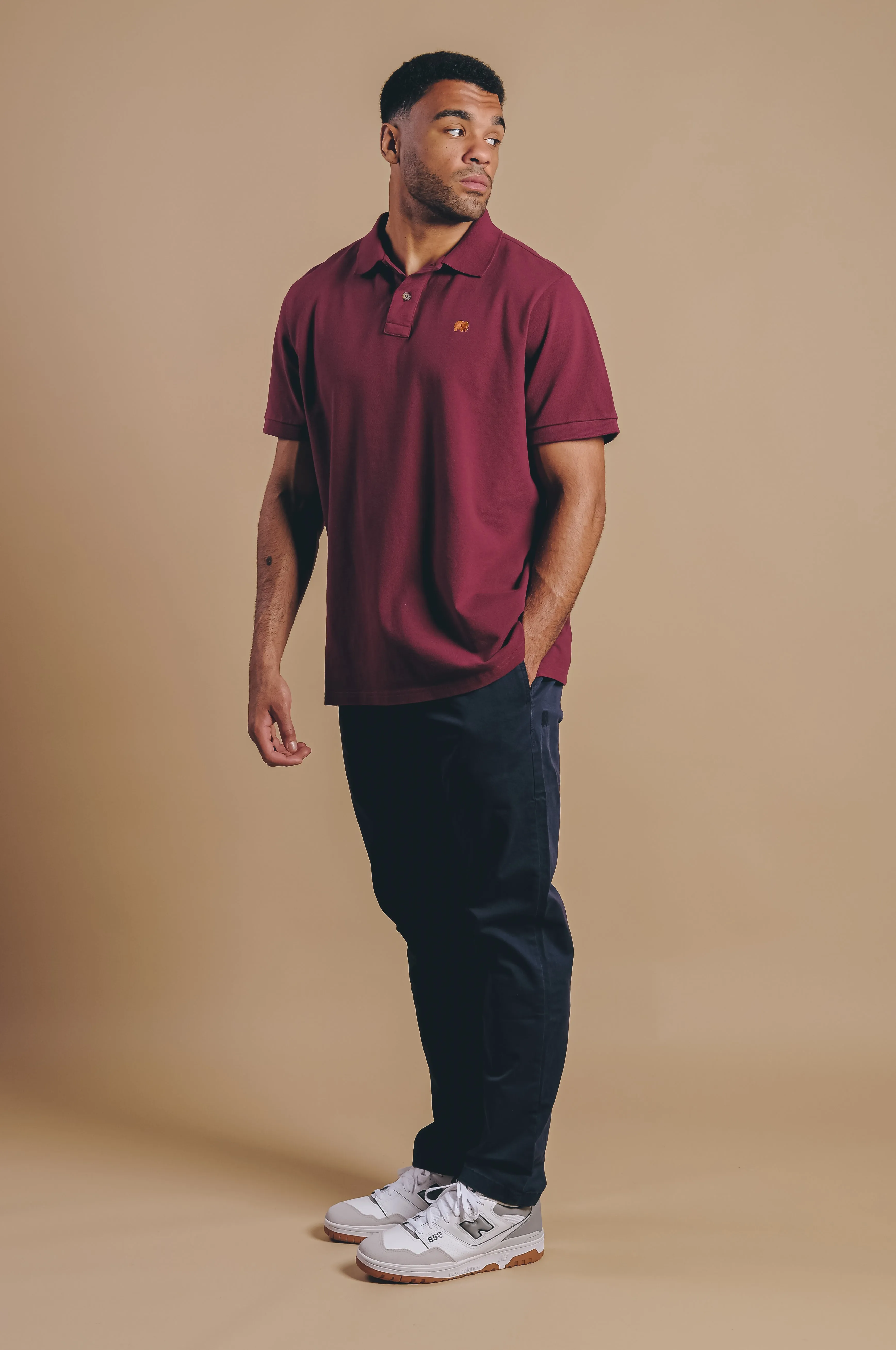 Organic Essential Polo Shirt Burgundy