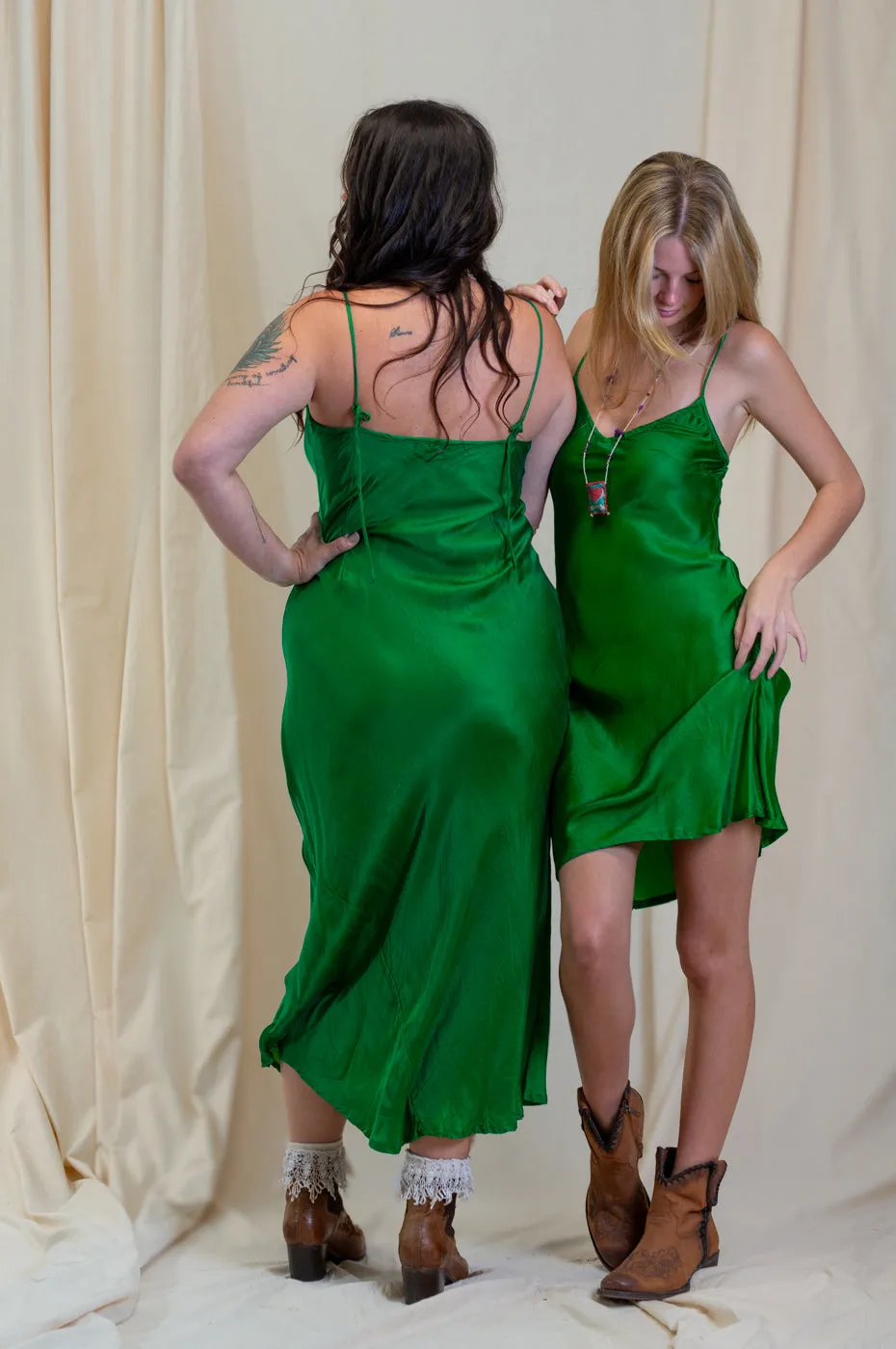 Otomo Silk Slip Maxi Green