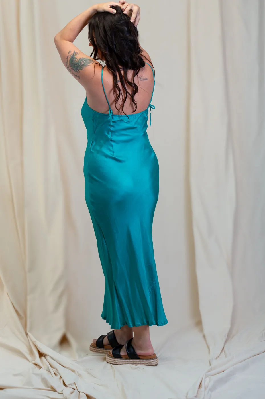 Otomo Silk Slip Maxi Teal
