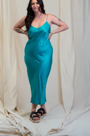 Otomo Silk Slip Maxi Teal
