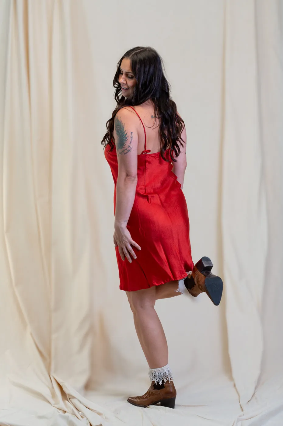 Otomo Silk Slip Short Red