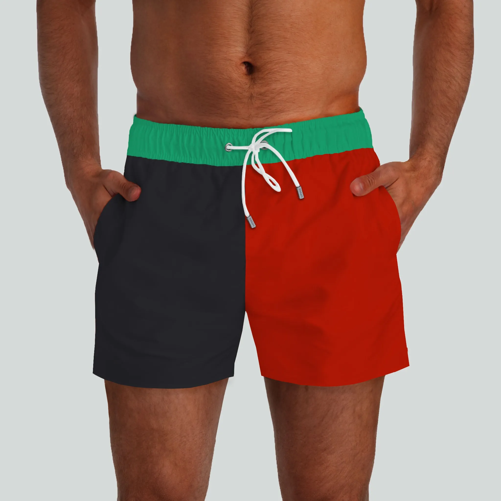 Outer Banks Black & Red Swim Shorts