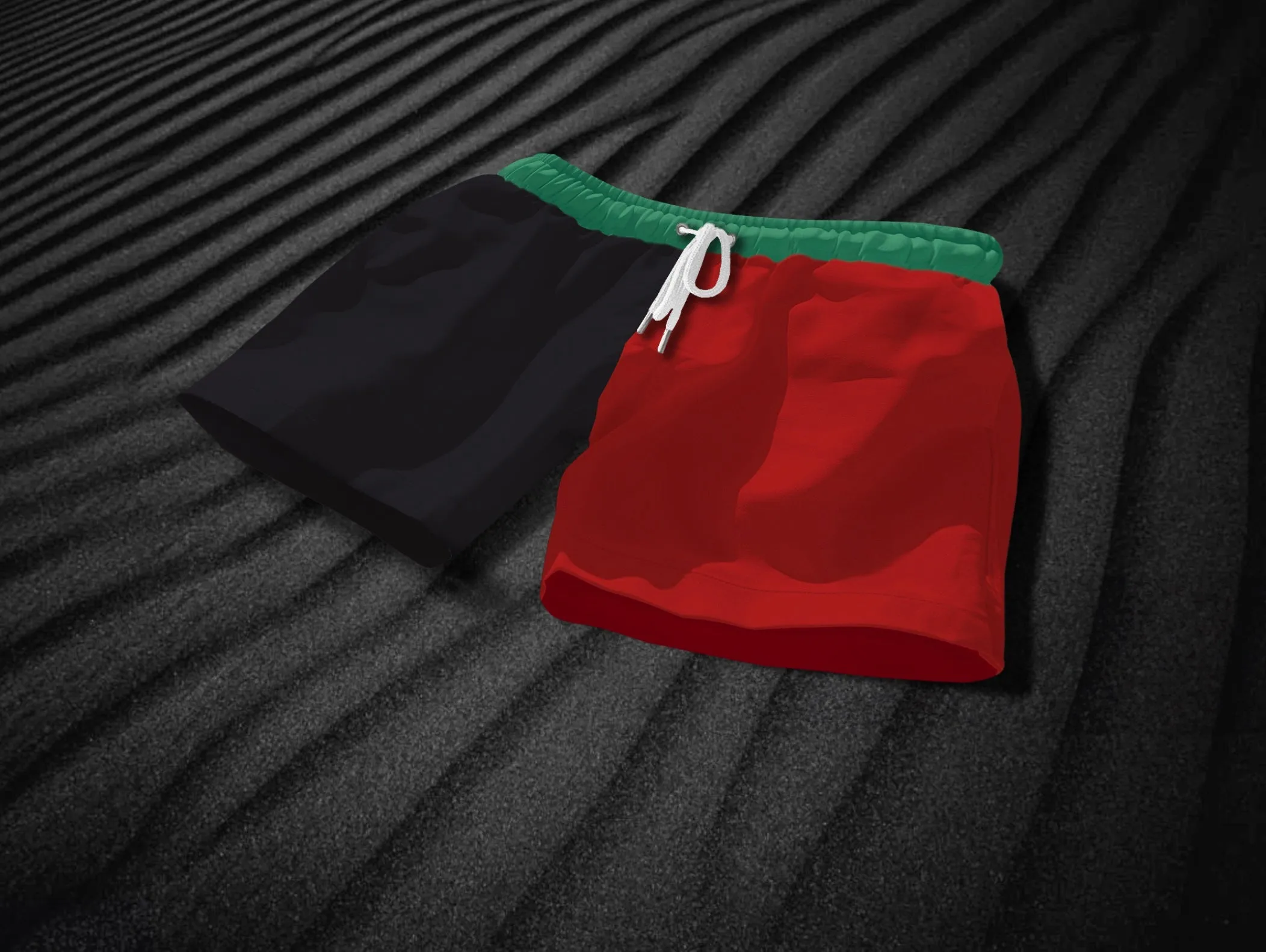 Outer Banks Black & Red Swim Shorts