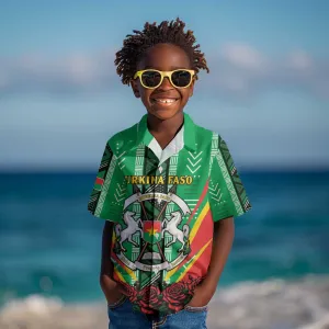 Personalised Afro Burkina Faso Kid Hawaiian Shirt Coat Of Arms With Rose LT15