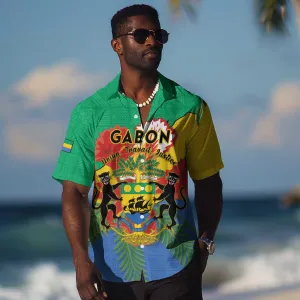 Personalised Afro Gabon Hawaiian Shirt Gabonese Union Travail and Justice LT15