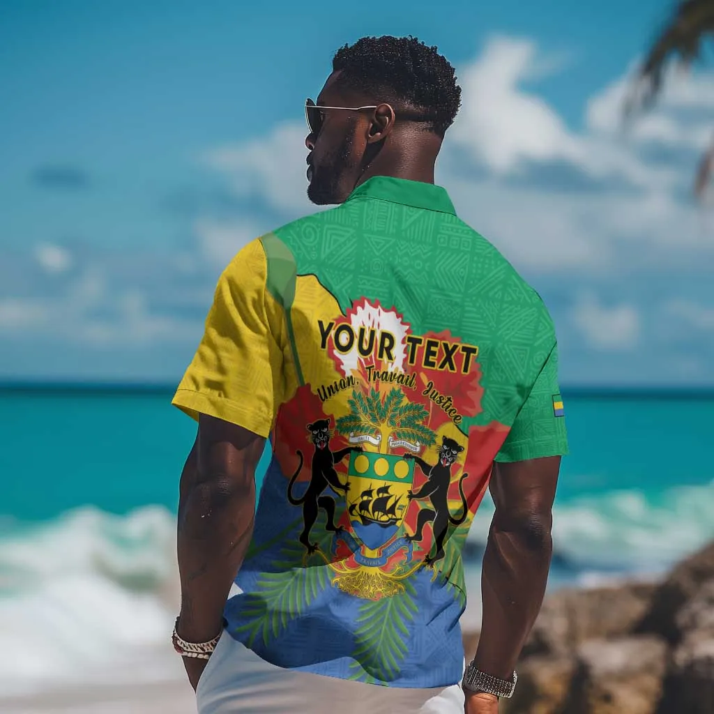 Personalised Afro Gabon Hawaiian Shirt Gabonese Union Travail and Justice LT15