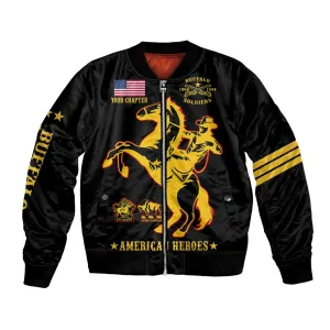 Personalized Afro Buffalo Soldiers Bomber Jacket BSMC United States Army Black LT14