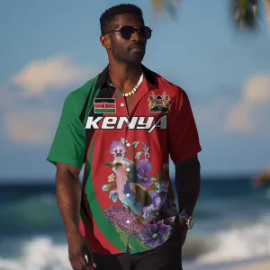 Personalized Afro Kenya Lilac Breasted Roller Hawaiian Shirt With Violet Flowers LT18