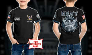 Personalized Custom Name 3D US Navy veteran Ver1 Kid Tshirt QT301230