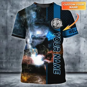 Personalized Welder Blue Graphic Design 3D Printed Shirts