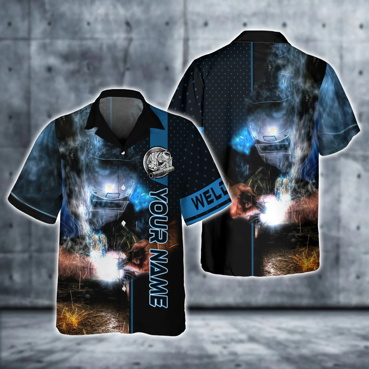 Personalized Welder Blue Graphic Design 3D Printed Shirts