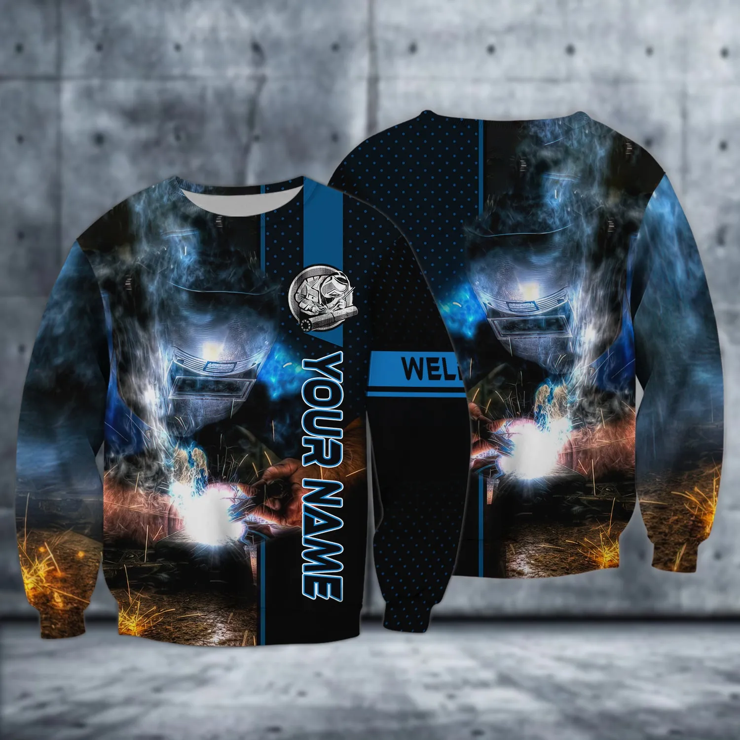 Personalized Welder Blue Graphic Design 3D Printed Shirts
