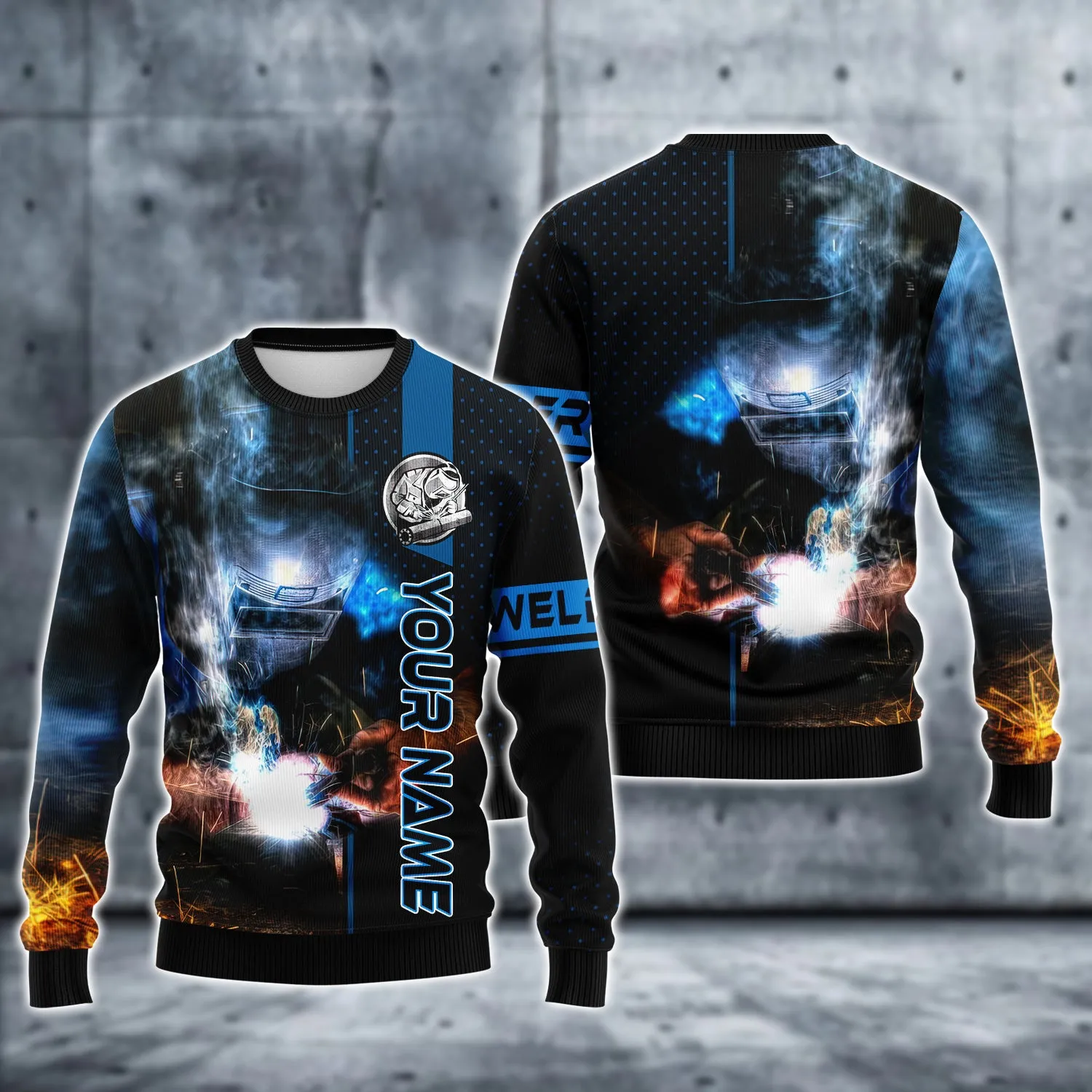 Personalized Welder Blue Graphic Design 3D Printed Shirts