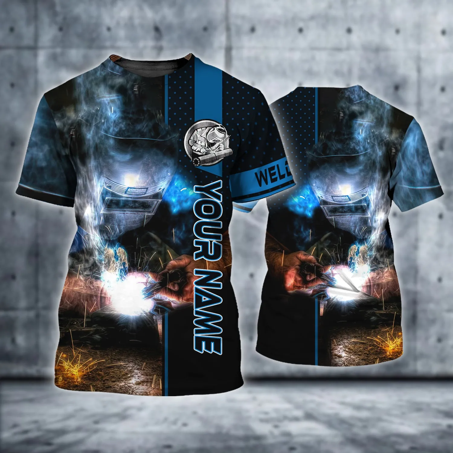 Personalized Welder Blue Graphic Design 3D Printed Shirts