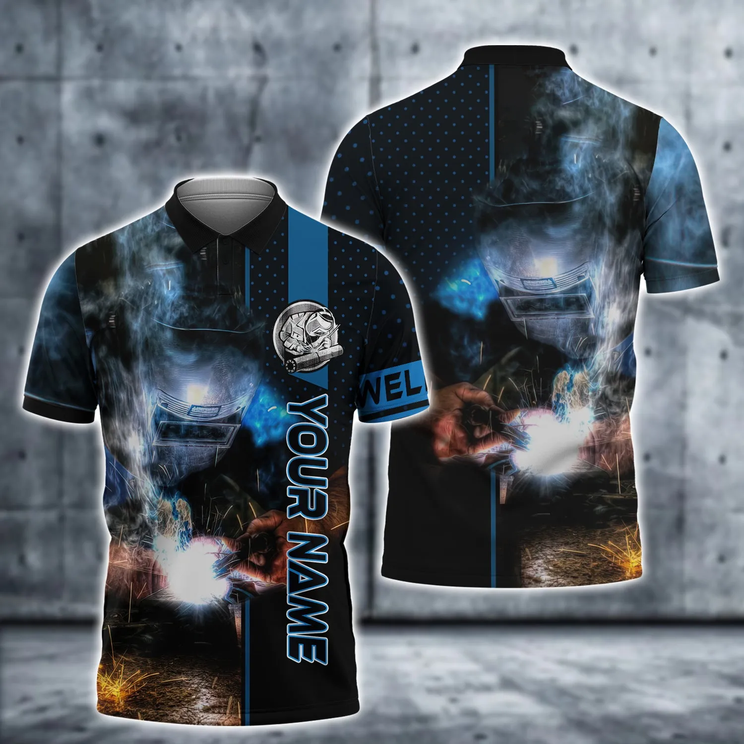 Personalized Welder Blue Graphic Design 3D Printed Shirts