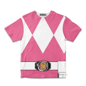 Pink MIGHTY MORPHIN Power Ranger Custom Cosplay Costume Kid Tshirt QT207452Hf