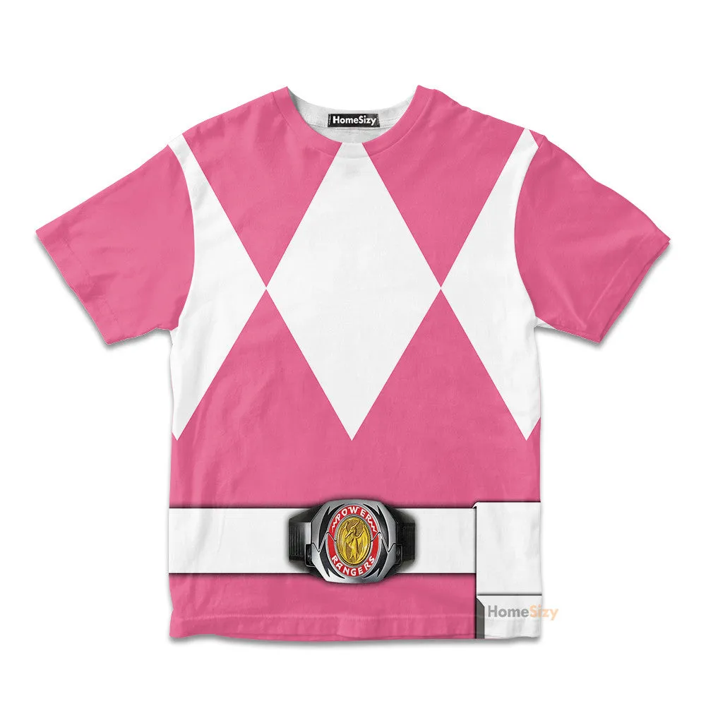 Pink MIGHTY MORPHIN Power Ranger Custom Cosplay Costume Kid Tshirt QT207452Hf