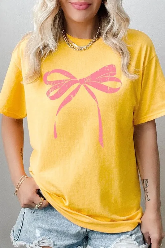 Pink Valentine Bow Graphic Plus Heavy Cotton Tee