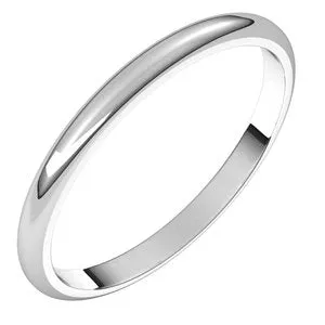 Platinum 2 mm Half Round Band Size 6