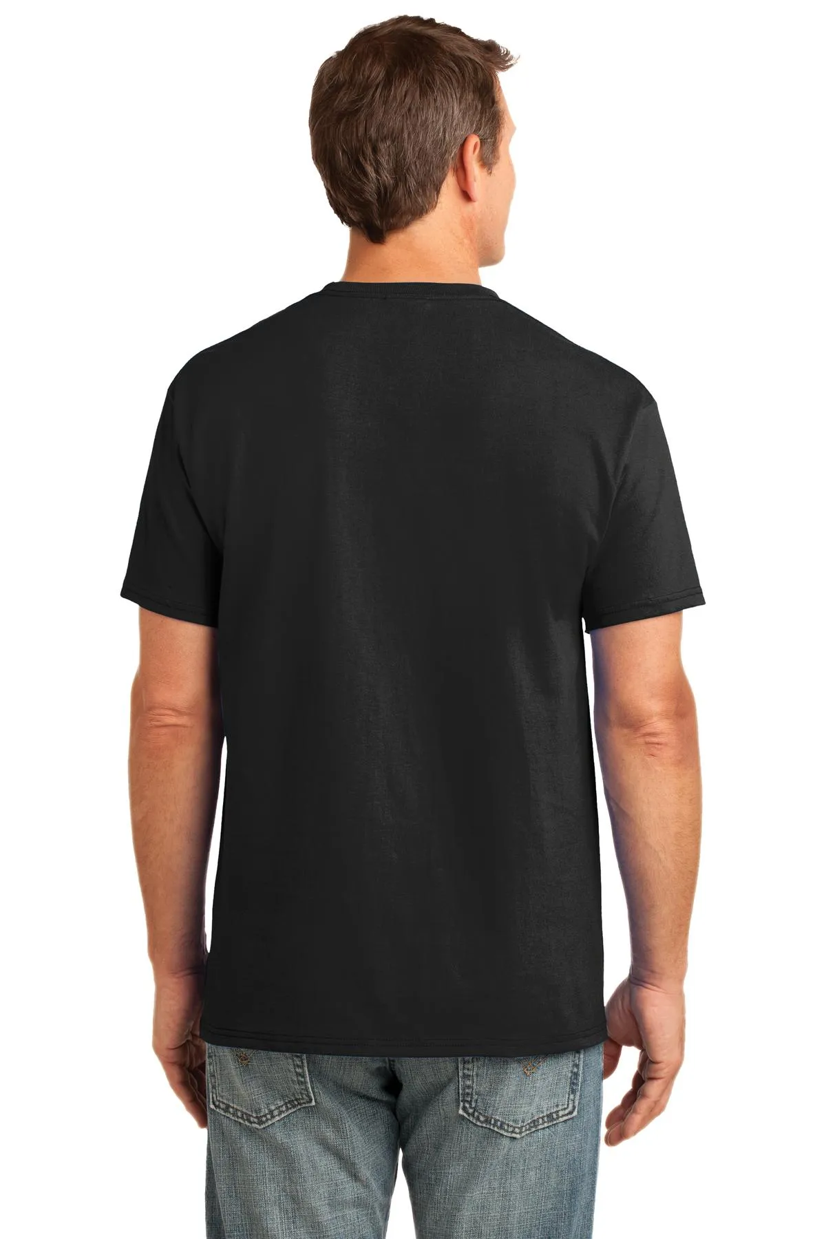 Port & Company Core Cotton Pocket Tee. PC54P Jet Black