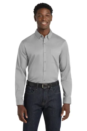 Port Authority Long Sleeve SuperPro React Twill Shirt. W808 Gusty Grey