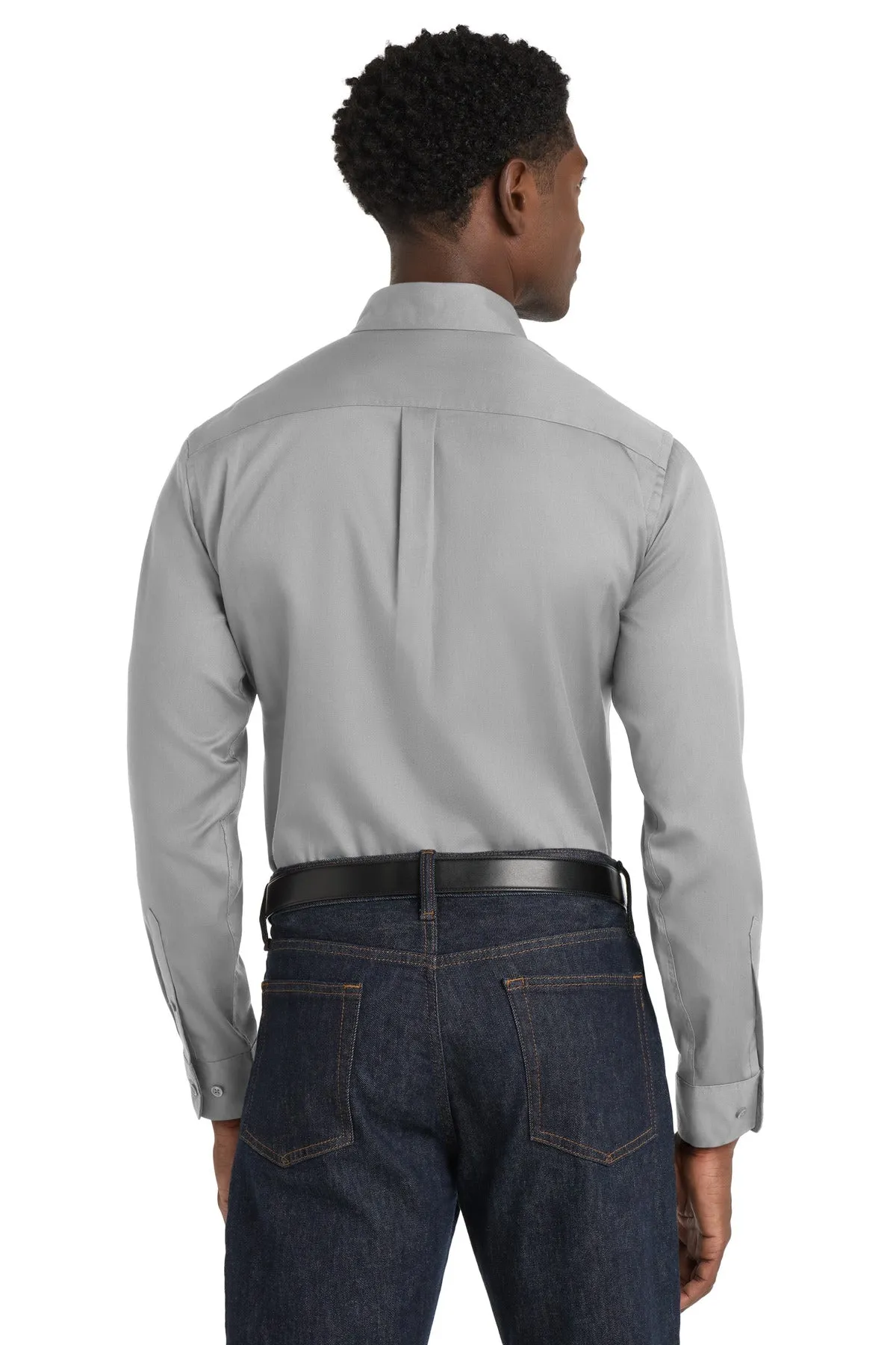 Port Authority Long Sleeve SuperPro React Twill Shirt. W808 Gusty Grey