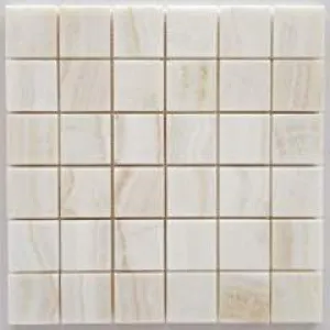 Premium White Onyx VEIN-CUT 2 X 2 Polished Mosaic Tile - Lot of 50 Sheets