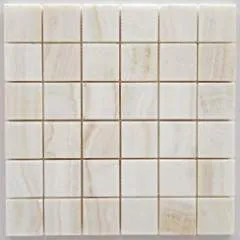 Premium White Onyx VEIN-CUT 2 X 2 Polished Mosaic Tile - Lot of 50 Sheets