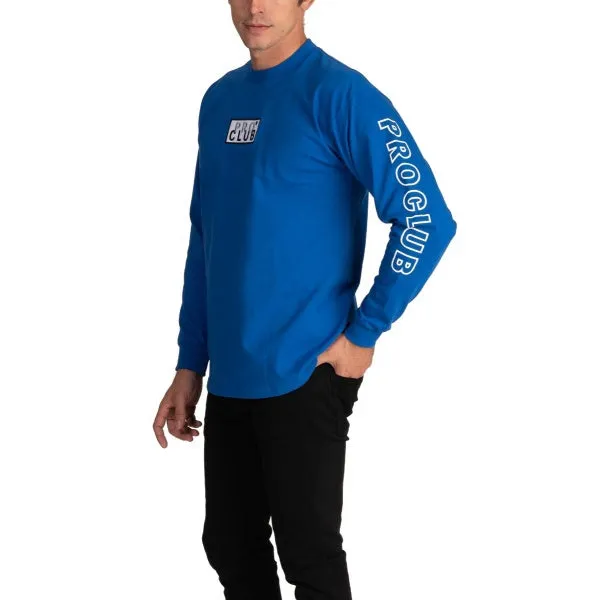 Pro Club Embroidered Box Logo Long Sleeve Heavyweight - ROYAL