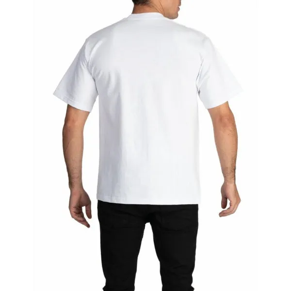 Pro Club Heavyweight Short Sleeve Embroidered Box Logo Tee - WHITE