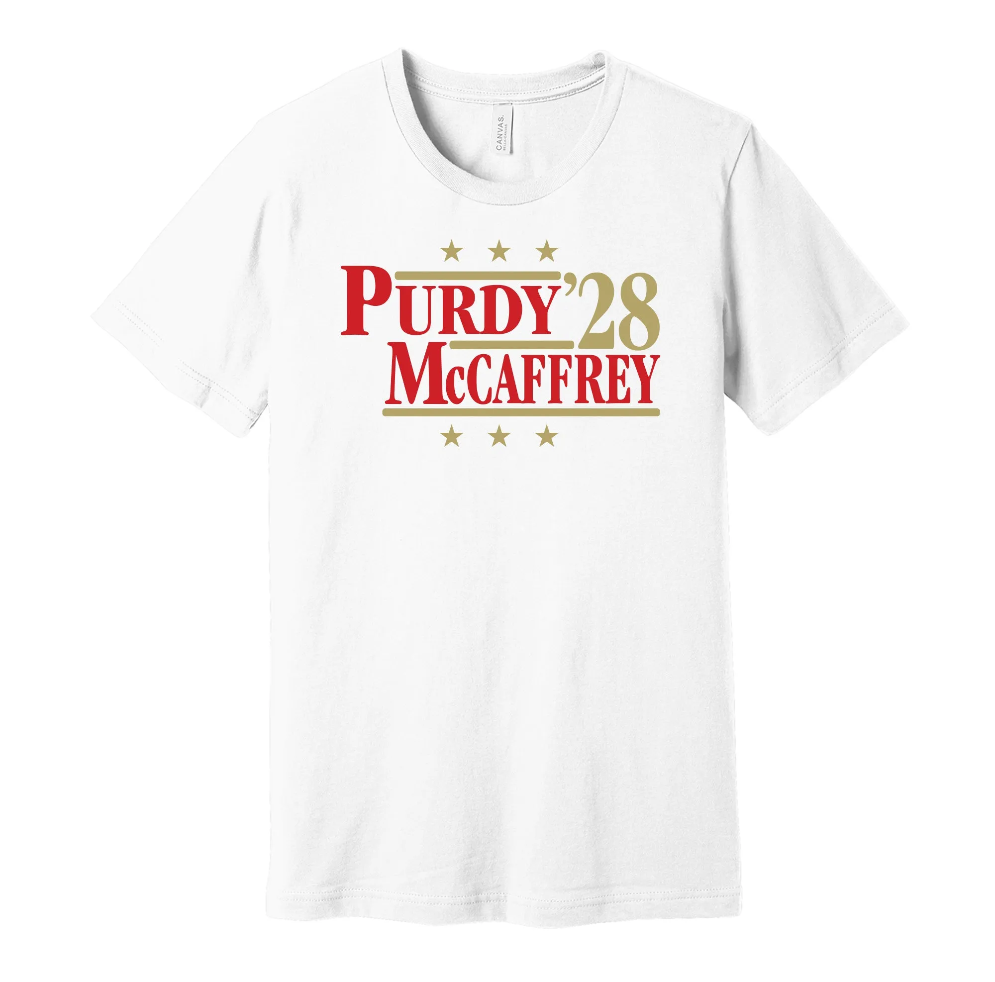 Purdy & McCaffrey '28 - San Francisco Football Legends Political Campaign Parody T-Shirt - Hyper Than Hype Shirts