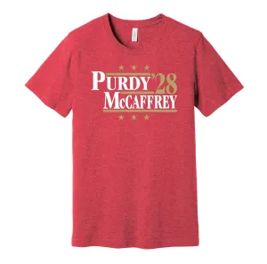 Purdy & McCaffrey '28 - San Francisco Football Legends Political Campaign Parody T-Shirt - Hyper Than Hype Shirts
