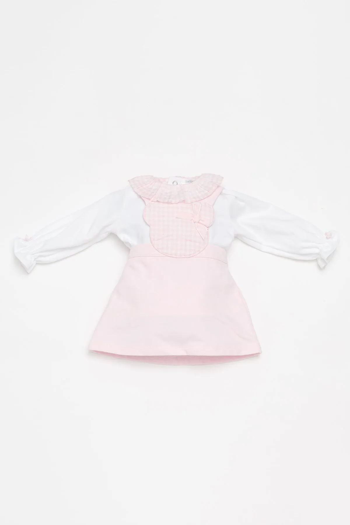 "Primrose" Pink Teddy Bear Pinafore Dress Set