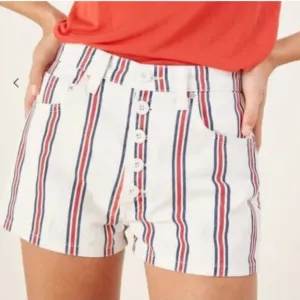 Reformation Charlie High Rise Grenada Red White &amp; Blue Striped Denim Shorts 31