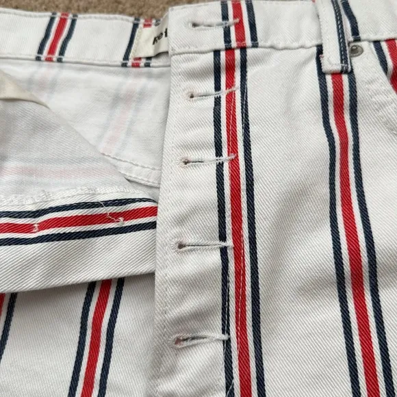 Reformation Charlie High Rise Grenada Red White &amp; Blue Striped Denim Shorts 31