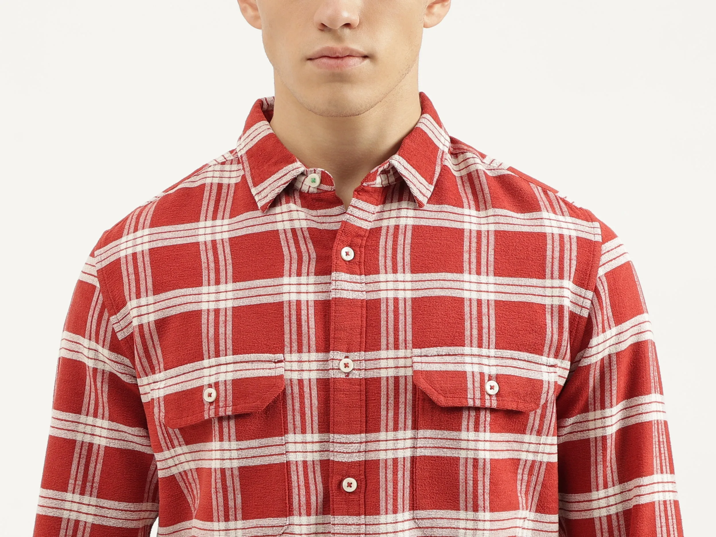 Regular Fit Spread Collar Checkered Shirts