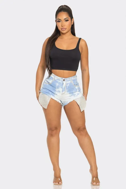 RHINESTONE SHORTS POCKETS (C23)