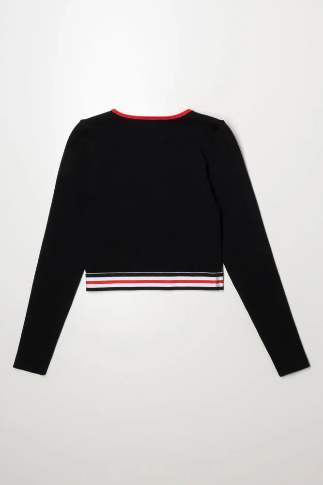 Rib Seamless Long Sleeve Top Black