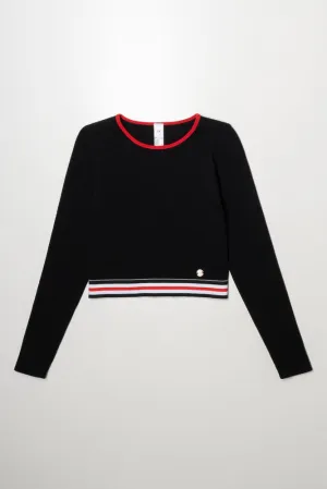 Rib Seamless Long Sleeve Top Black