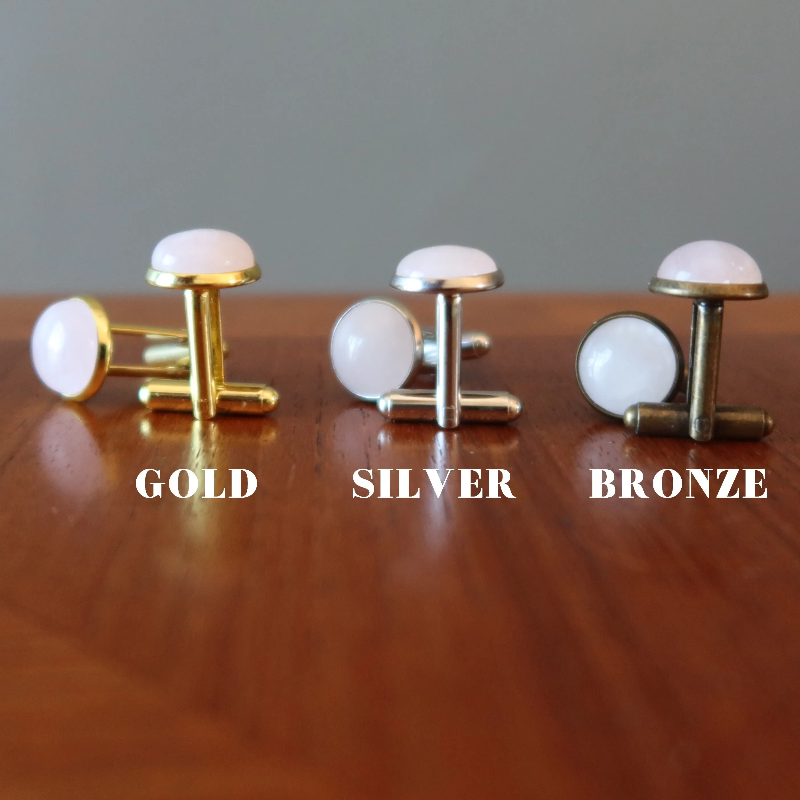 Rose Quartz Cufflinks Pink Love Gems Silver