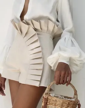Ruffle Hem High Waist Shorts
