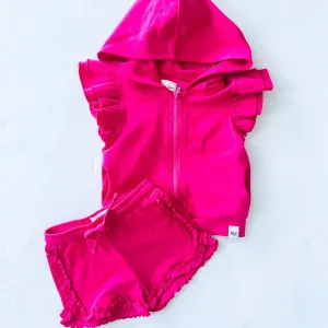 Ruffle Shorts and Hoodie Set