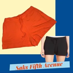 Saks Fifth Avenue Majestic Filatures Orange French Terry Shorts Size L New