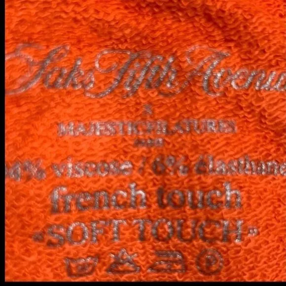 Saks Fifth Avenue Majestic Filatures Orange French Terry Shorts Size L New