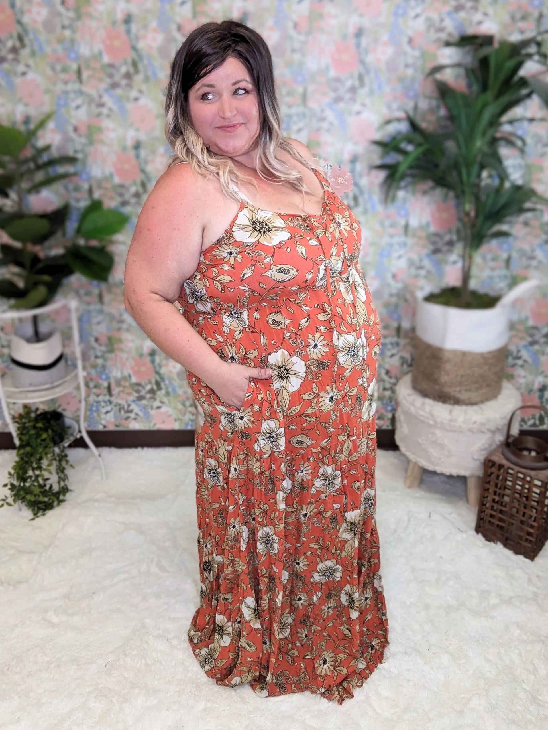 SALE- Kennedy Sketched Floral Maxi Dress (2 colors)