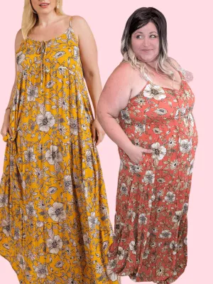 SALE- Kennedy Sketched Floral Maxi Dress (2 colors)