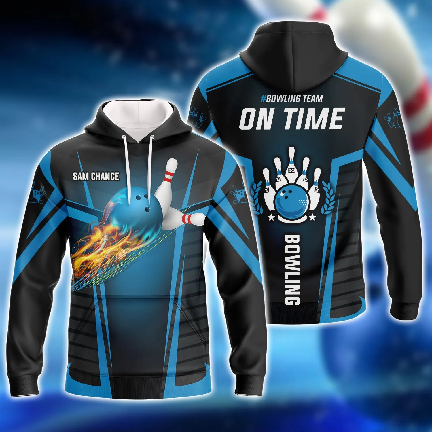 Sam Chance On Time Team The Blue Bowling Ball 102 3D Shirt - QB95
